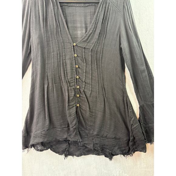 Free People Greta Gauze Button-Down Tunic – Black – Size S - Picture 8 of 8